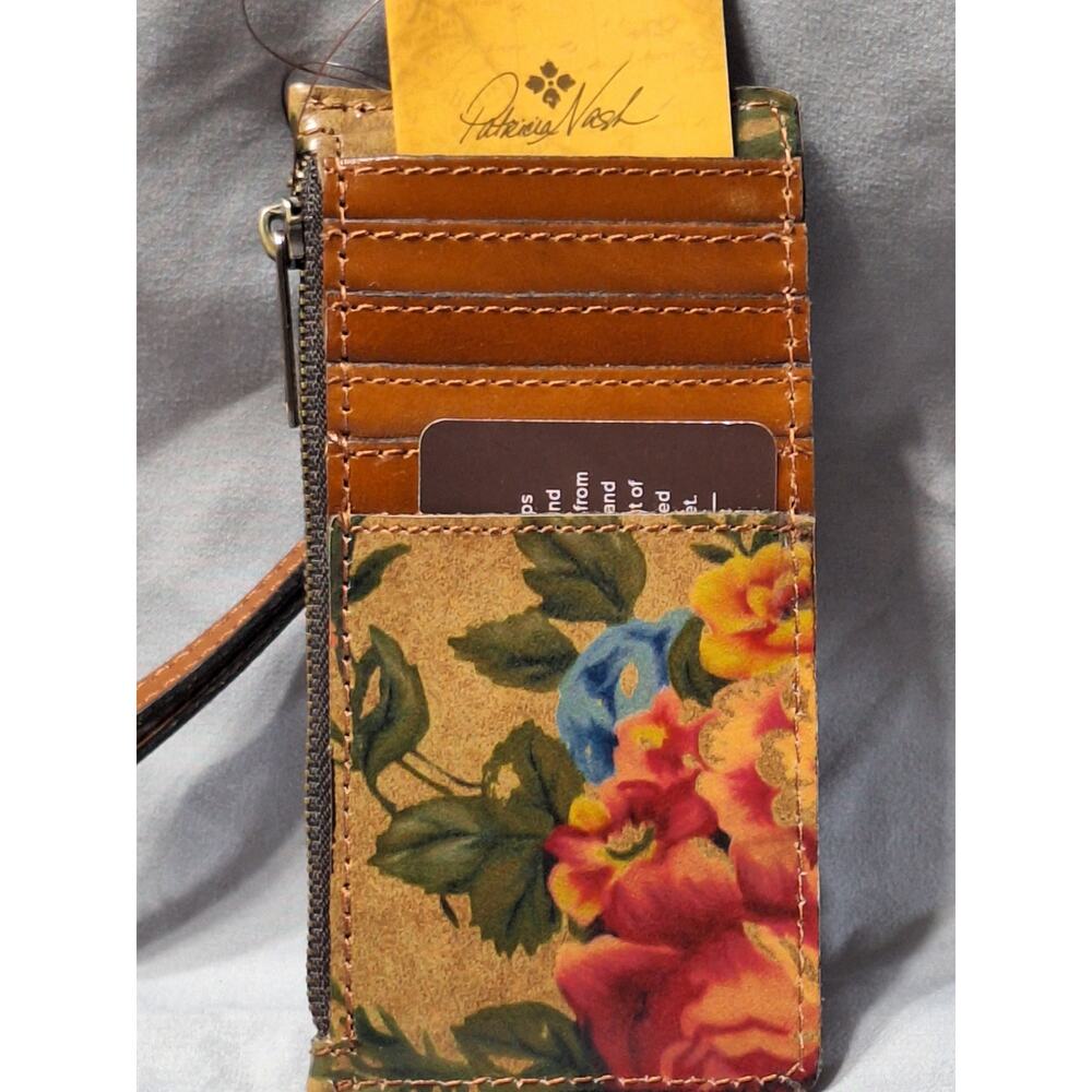 Patricia Nash Leather Almeria Card Case Wristlet, Vintage Victoria Garden